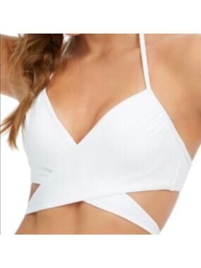 Sundazed Simone Underwire White Halter Wrap Swimsuit Top 32C New with tags